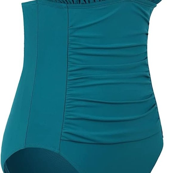 MYCOCO Tummy Control One Piece Ruched Halter Swimsuit  NEW!!! - Picture 15 of 15